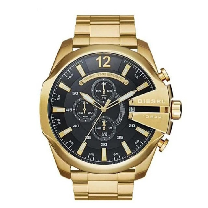 ساعت مچی عقربه‌ای مردانه  کوارتز مدل دیزل شاختدار بند طلایی
