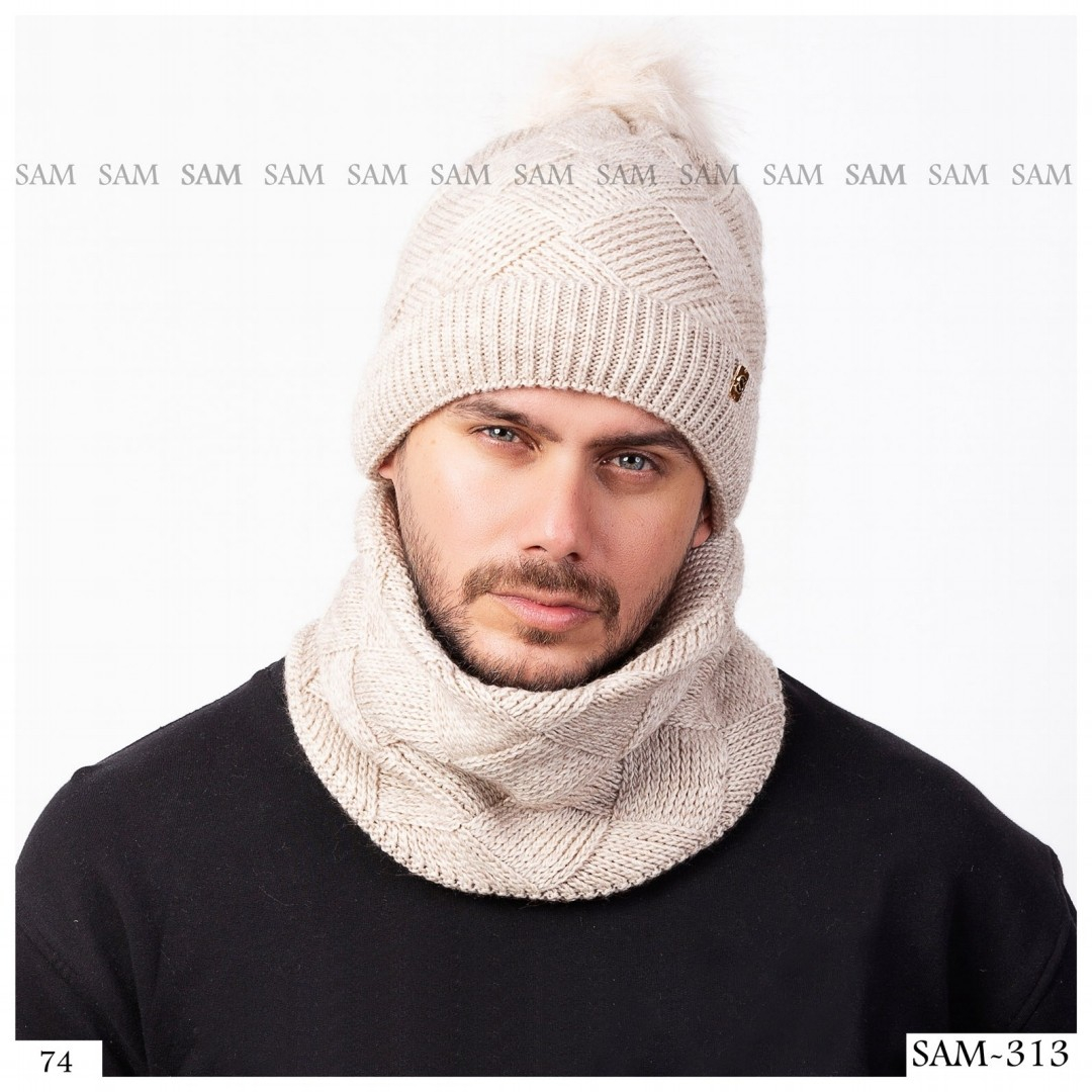 ست کلاه و شال گردن بافتنی مدل سام 313