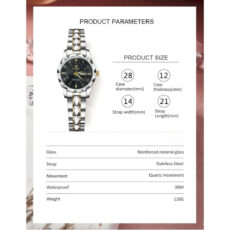 ست ساعت مچی عقربهای کوارتز زنانه و مردانه بین باند مدل الماسی دو تقویمه قفل مخفی بند استیل کد 009