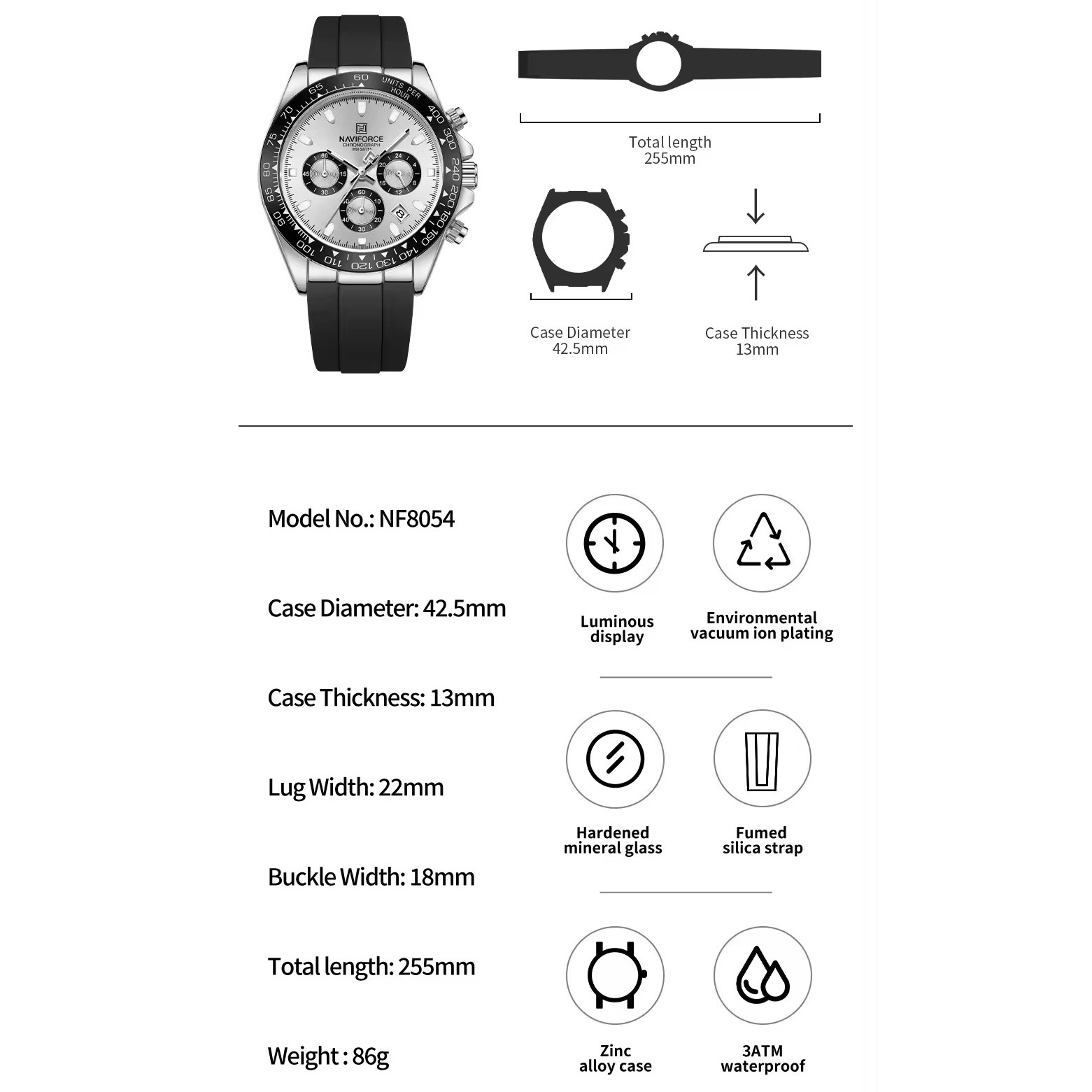 ساعت مچی عقربه‌ای کوارتز مردانه نیوی فورس مدل NF8054SWB