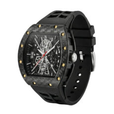 ساعت مچی عقربه‌ای کوارتز مردانه مدل اسپرت تک موتوره صفحه نیمه اسکلتون بند پیو کد R۱