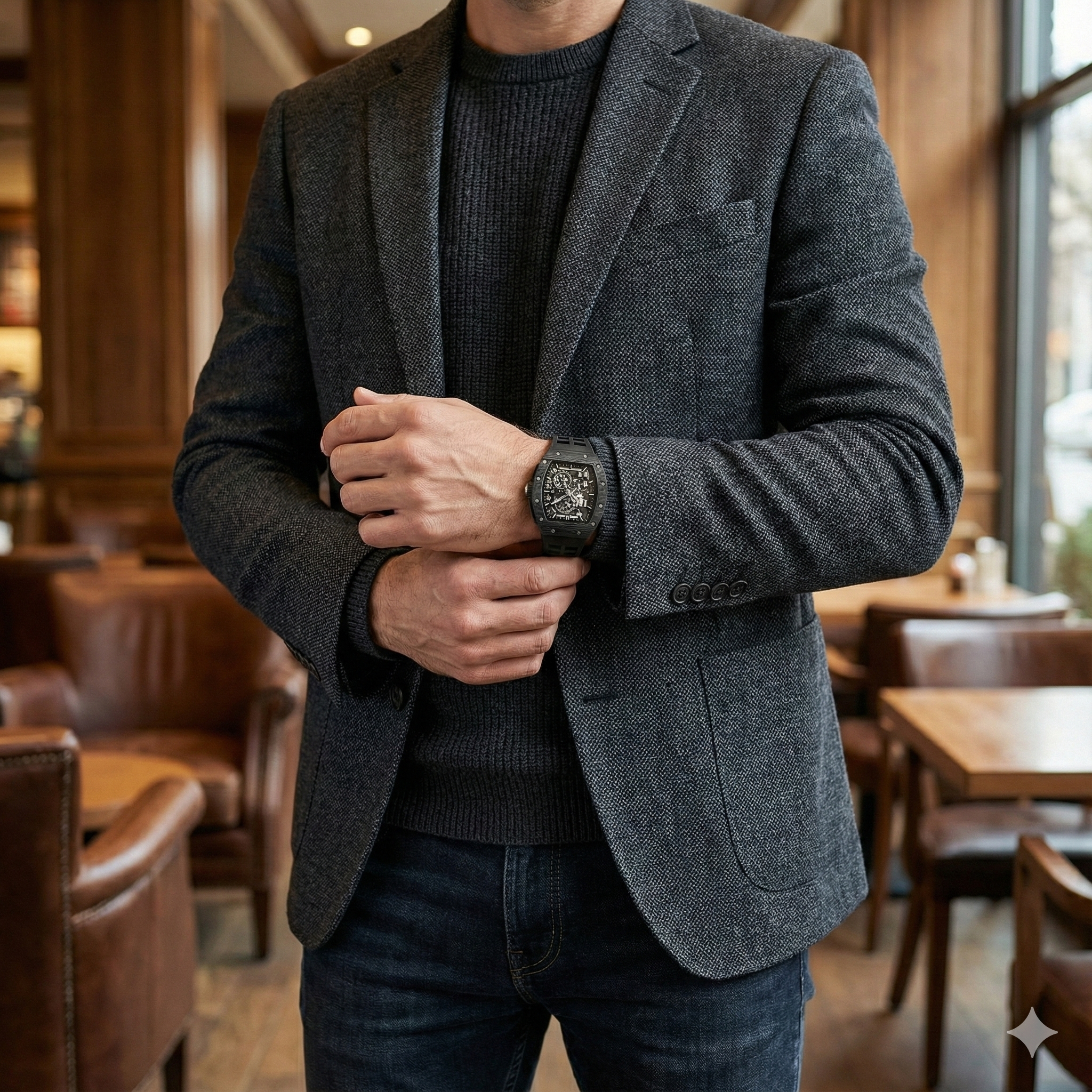 ساعت مچی عقربهای کوارتز مردانه مدل اسپرت تک موتوره صفحه نیمه اسکلتون بند پیو کد R۲