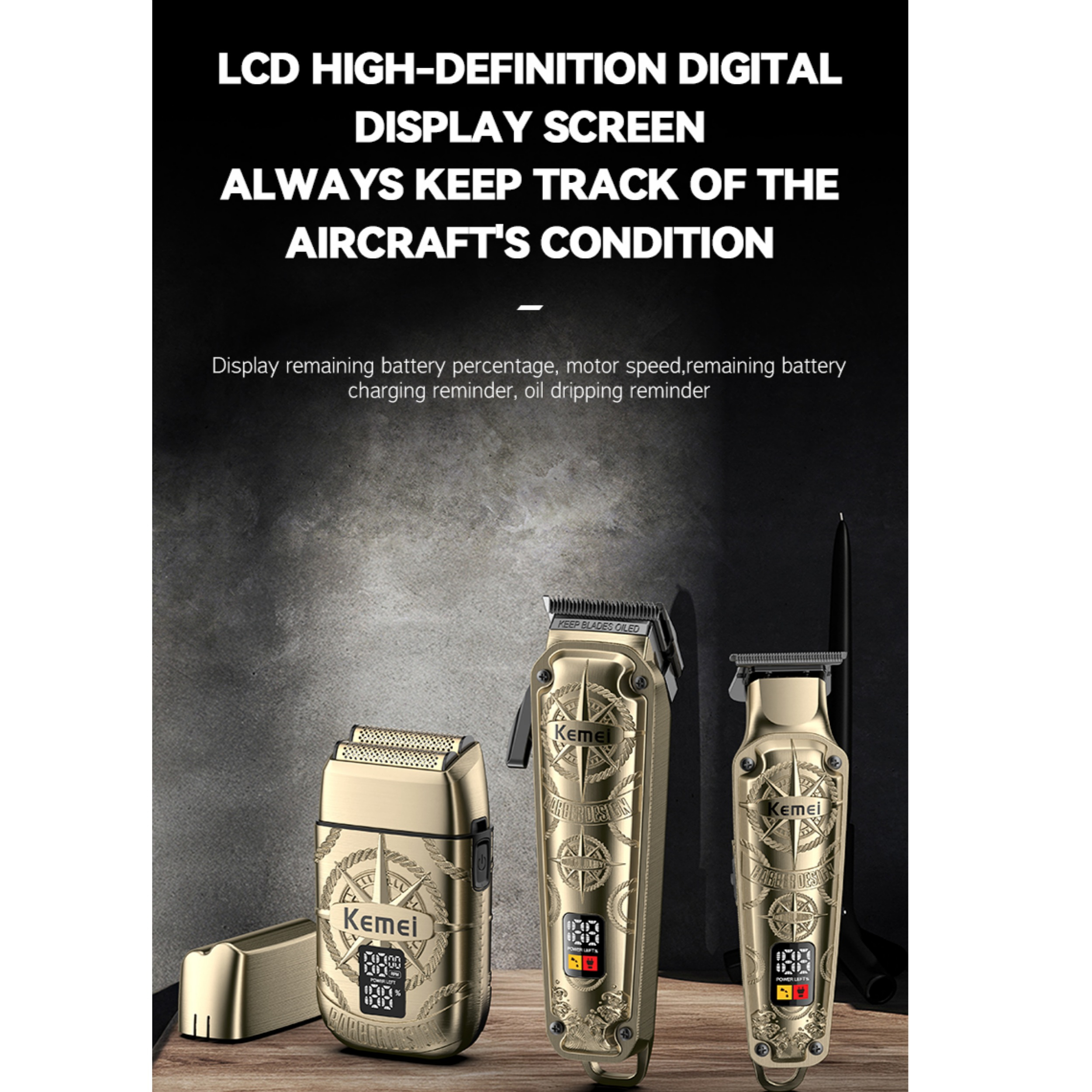 ماشین اصلاح موی سر و صورت شارژی کیمی مدل KM-8558 3in1 مجموعه 3 عددی