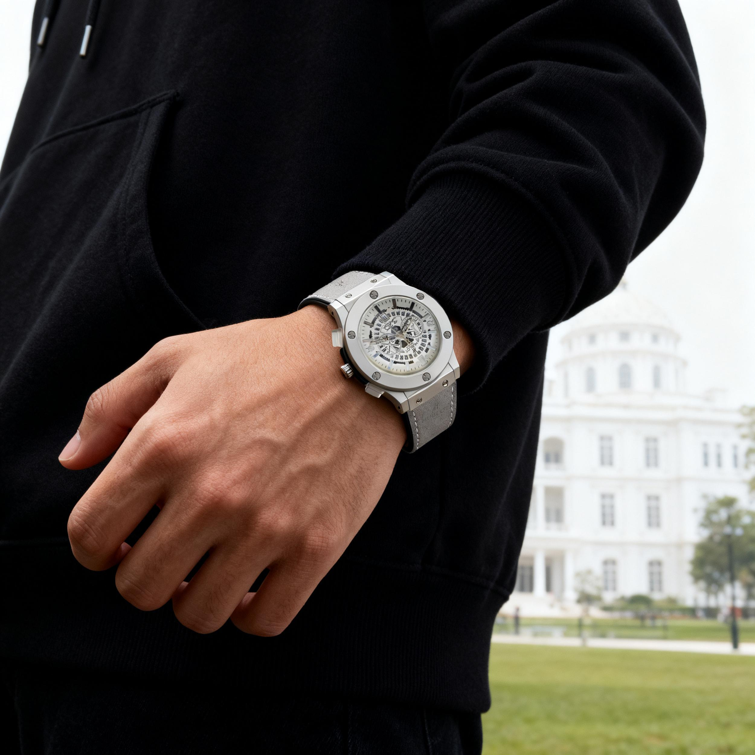 ساعت مچی عقربه‌ای کوارتز مردانه مدل اسپرت تک موتوره صفحه اسکلتون کد ۱.۱