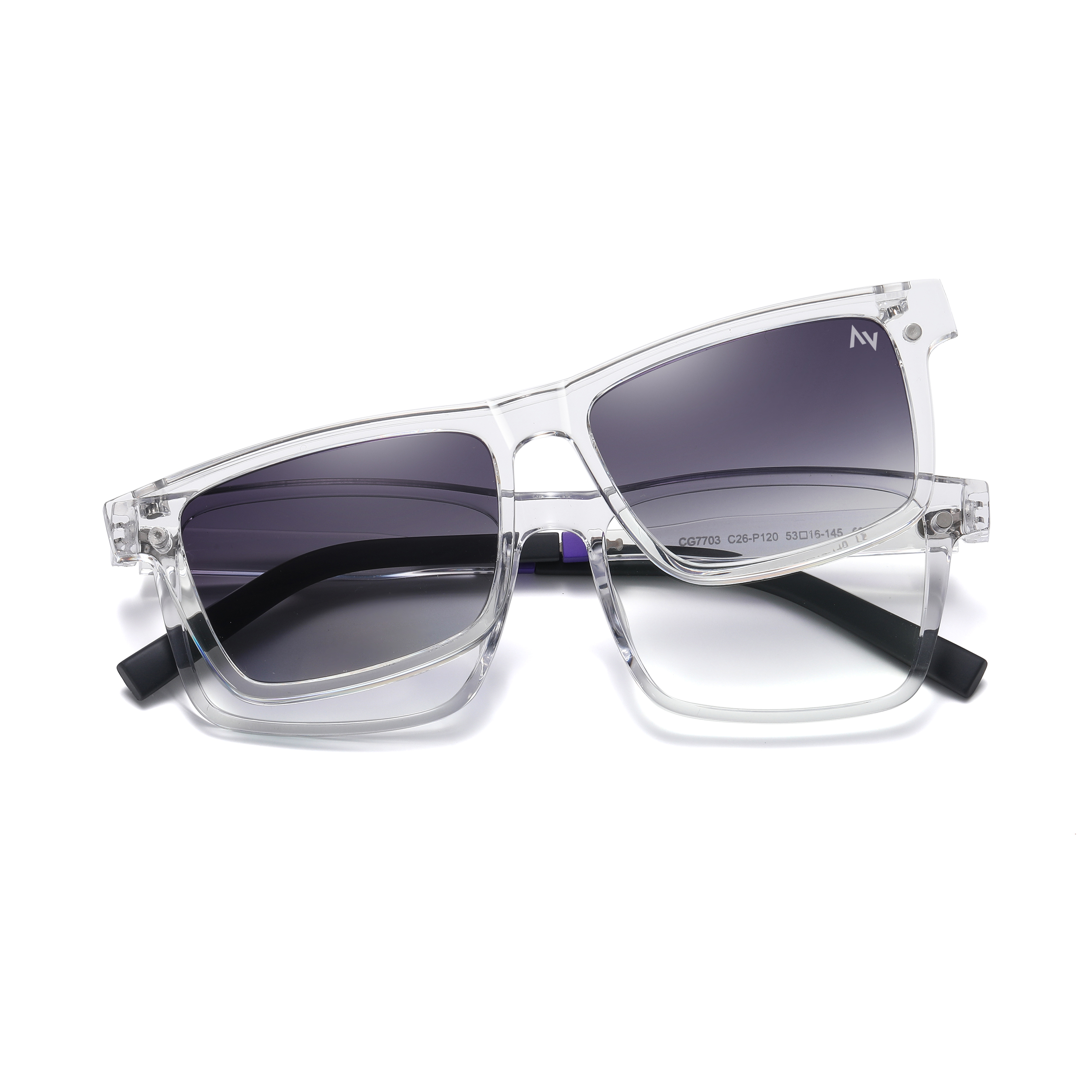 فریم عینک طبی آلبرت وگ مدل CG7703C26P120 Polarized Double Switch مناسب برای انواع صورت به همراه کاور آفتابی