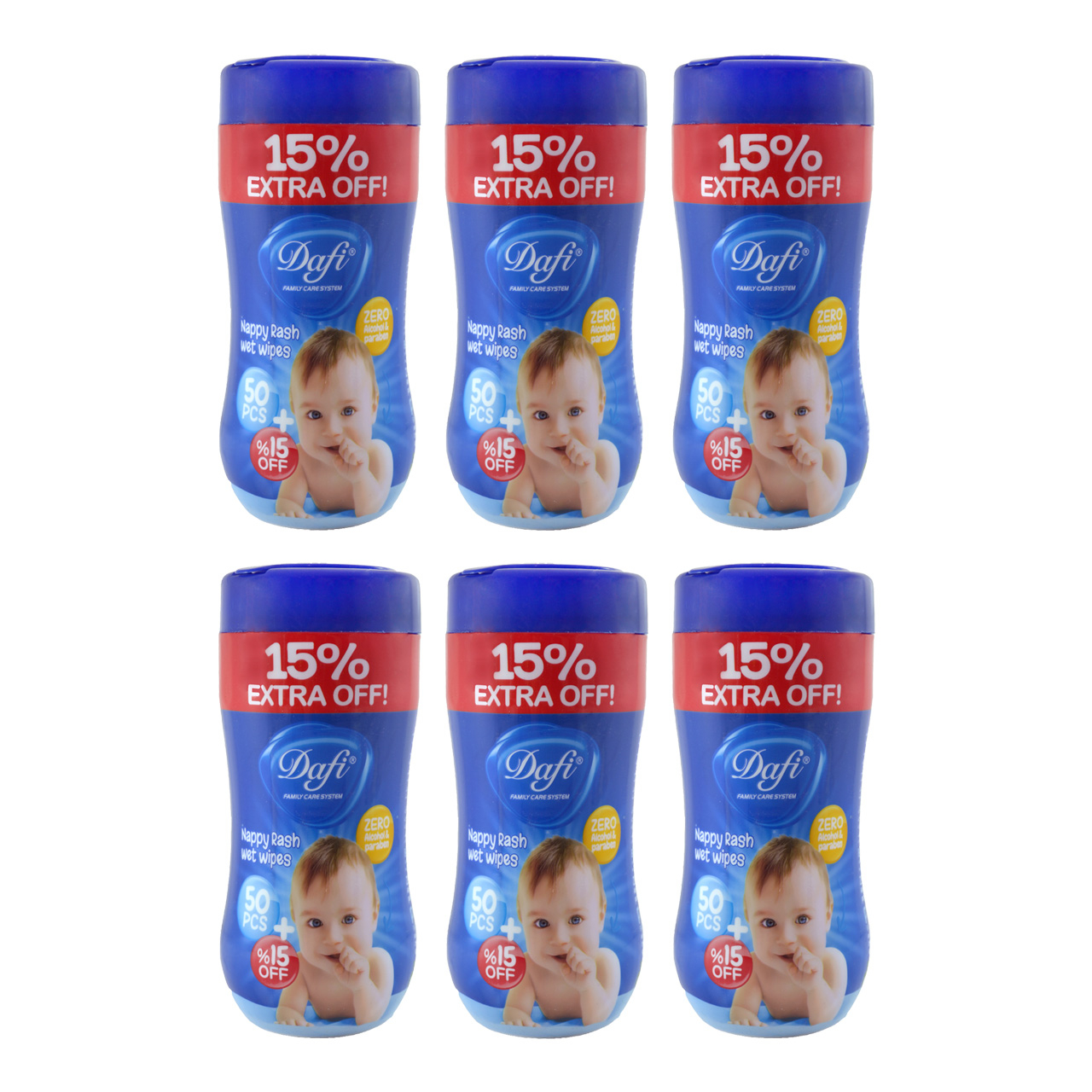 دستمال مرطوب دافی مدل nappy rash مجموعه 6 عددی
