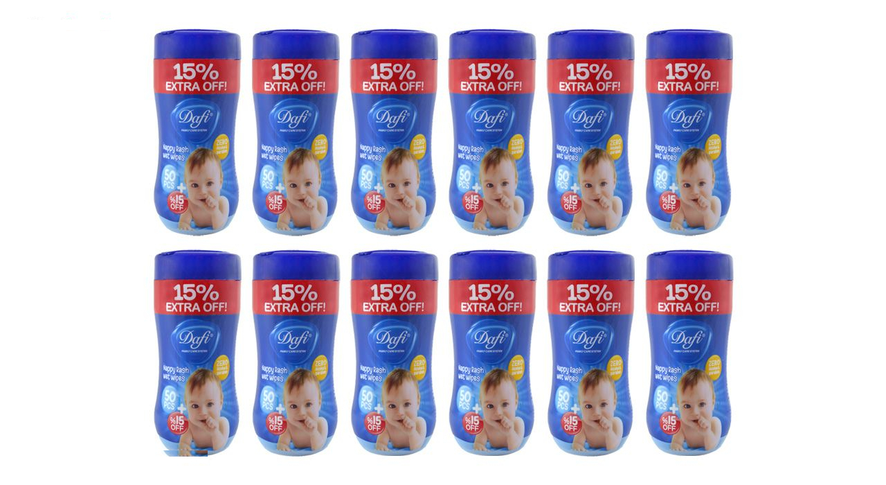 دستمال مرطوب دافی مدل nappy rash مجموعه 12 عددی