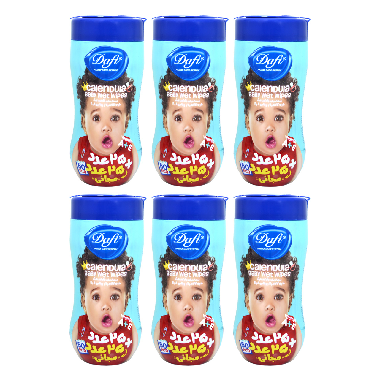 دستمال مرطوب کودک دافی مدل Calendula بسته مجموعه 6 عددی