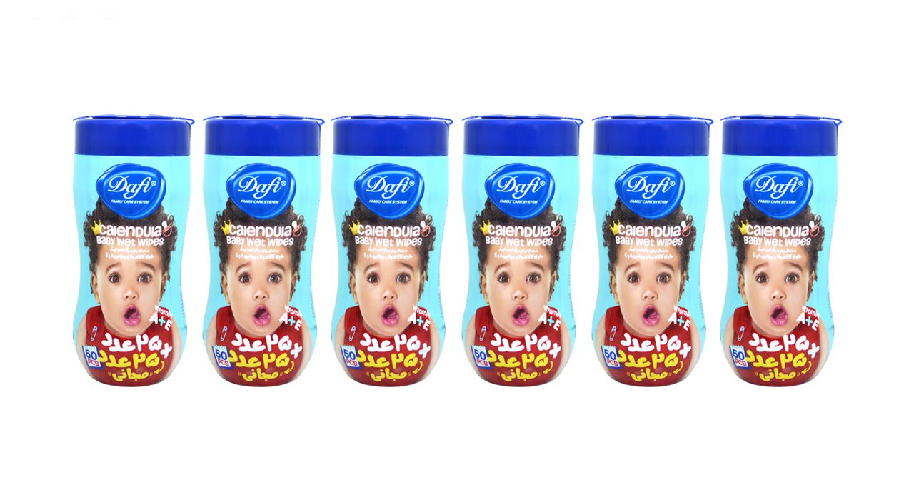 دستمال مرطوب کودک دافی مدل Calendula بسته مجموعه 6 عددی