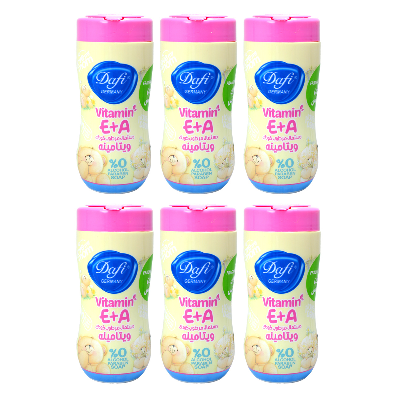 دستمال مرطوب کودک دافی مدل Vit2 مجموعه 6 عددی