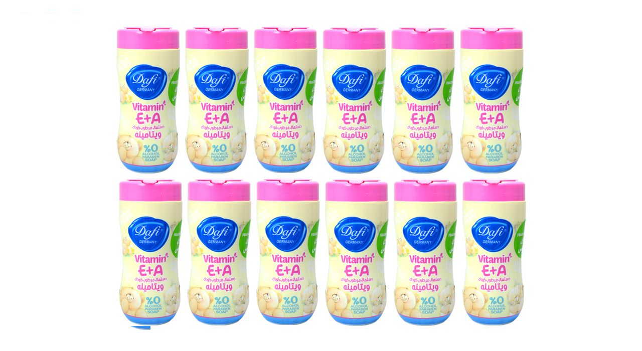 دستمال مرطوب کودک دافی مدل Vit1 مجموعه 12 عددی