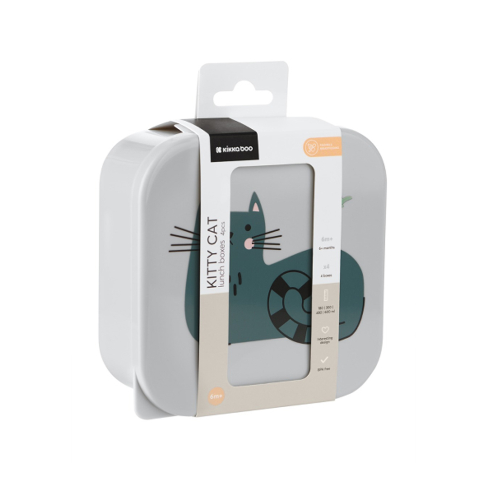 ظرف نگهدارنده غذا کودک کیکابو مدل Kitty Cat مجموعه 4 عددی