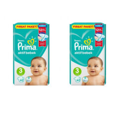 پوشک پریما مدل Aktif bebek سایز 3 بسته 62 عددی مجموعه 2 عددی