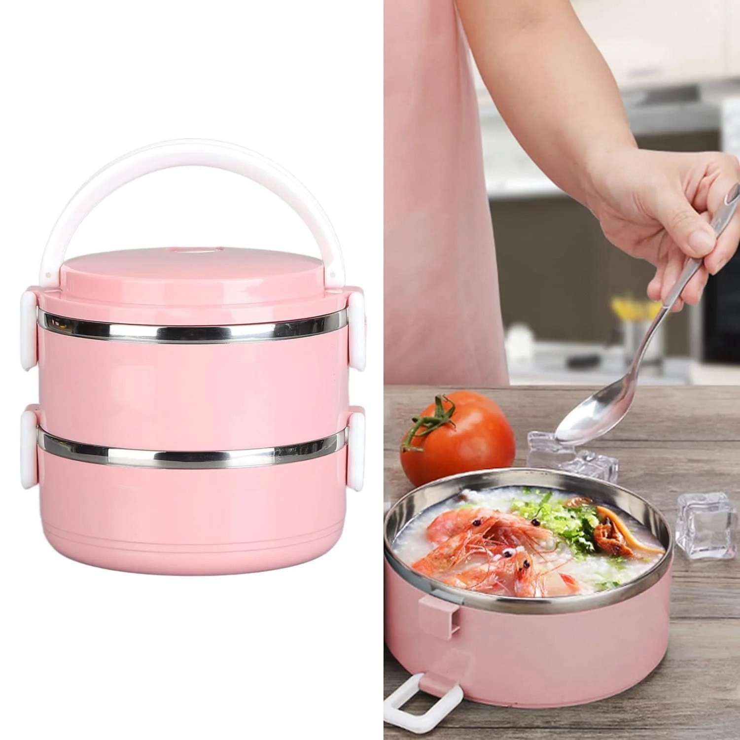 ظرف نگهدانده غذا مدل دو طبقه Lunch Box کد 1369n