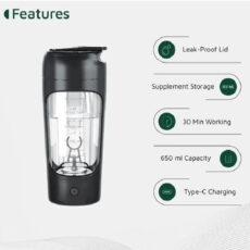 شیکر شارژی قابل حمل گرین لاین مدل Protein Mixer GNPRSH650MBK گنجایش 0.65 لیتر