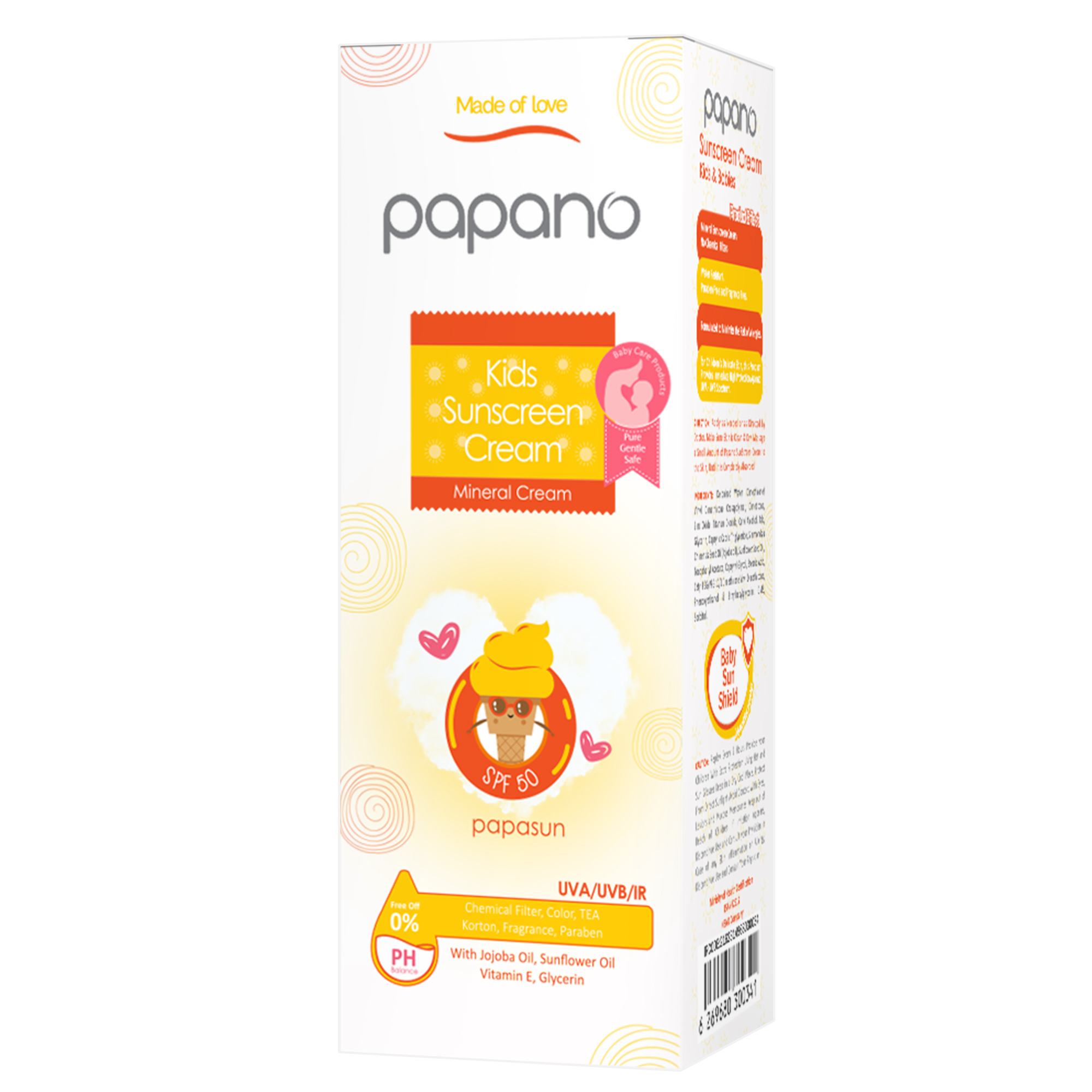 کرم ضد آفتاب پاپانو مدل papasun spf50 حجم 75 میلی لیتر