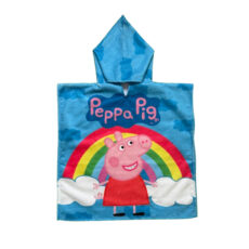 حوله پالتویی کودک مدل پانچو طرح Peppa Pig سایز 72*67 سانتی متر