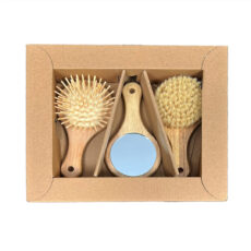ست شانه و برس و آینه کودک  مدل wood مجموعه 3 عددی