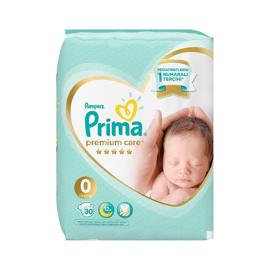 پوشک پریما مدل premium care بسته 30 عددی