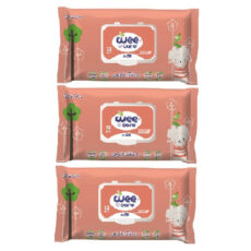 دستمال مرطوب کودک وی کر مدل عصاره جوانه گندم و روغن بادام 3 بسته 72 عددی