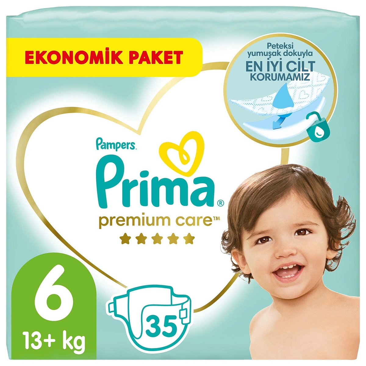 پوشک کودک پریما مدل ضد حساسیت سایز 6 بسته 35 عددی