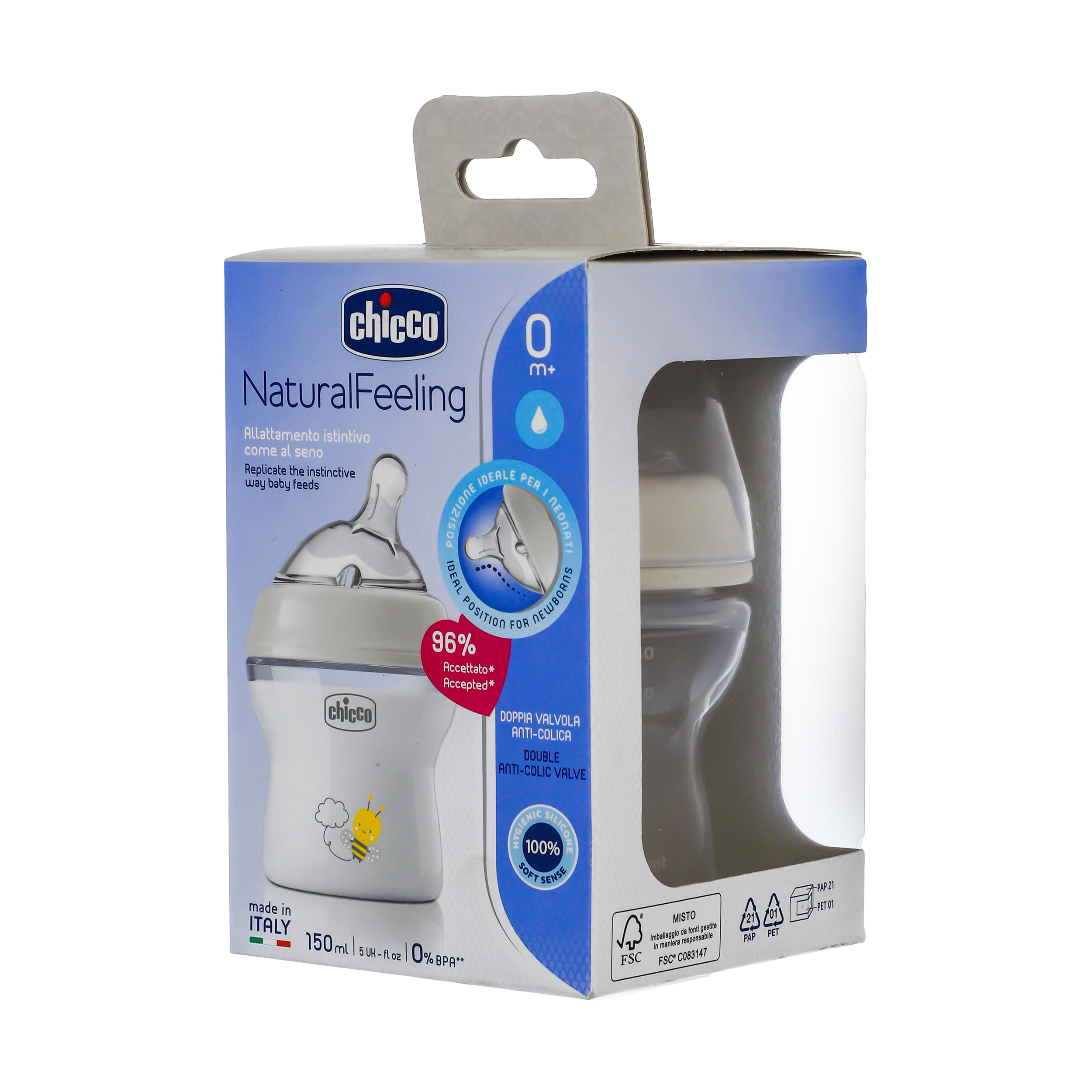شیشه شیر چیکو مدل Natural Feeling ظرفیت 150 میلی لیتر
