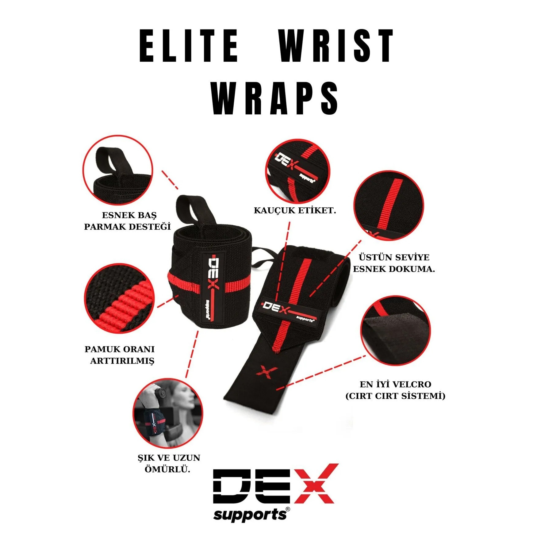 مچ بند بدنسازی مدل Wrıst Wraps Spor مجموعه دو عددی