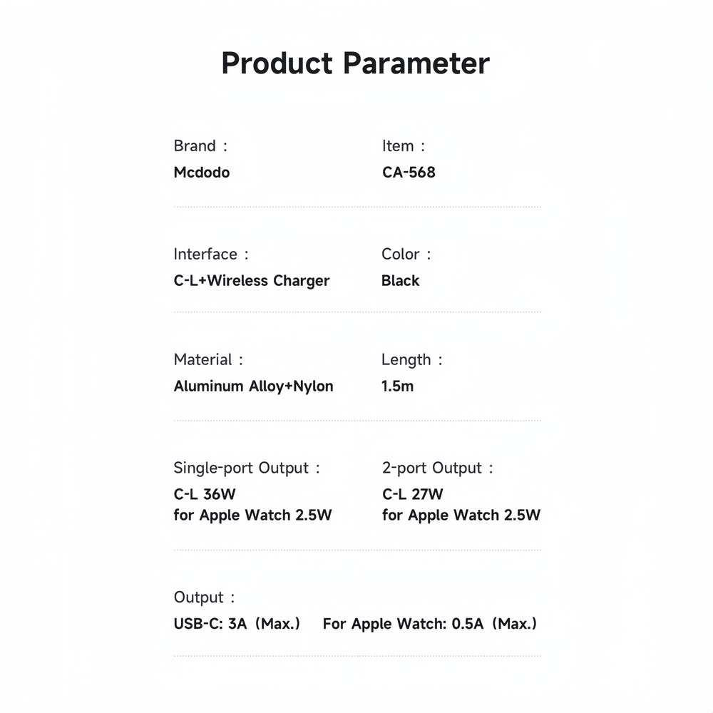 کابل تبدیل لایتنینگ به USB-C مک دودو مدل CA-568 طول 1.5 متر