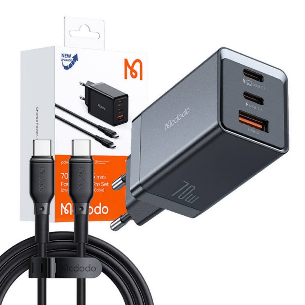 شارژر دیواری 70 وات مک دودو مدل CH-1543  به همراه کابل USB-C