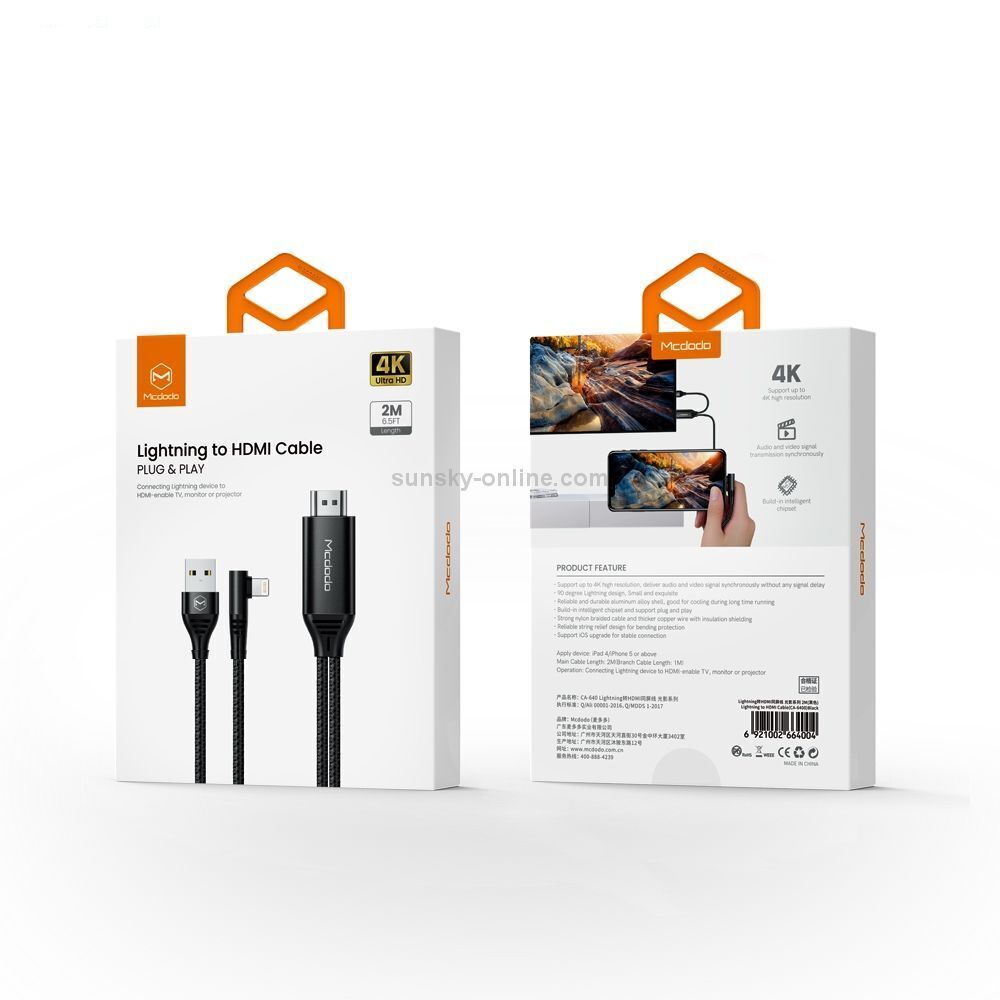 کابل تبدیل لایتنینگ به HDMI مک دودو مدل CA-6400 طول 2 متر