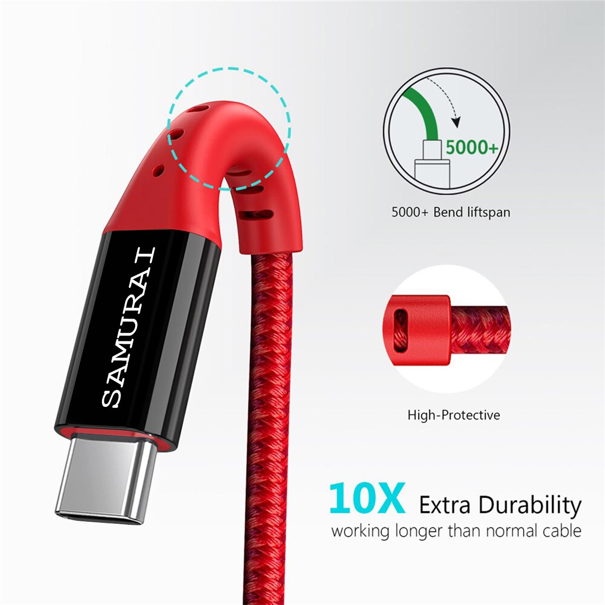 کابل تبدیل USB به USB-C سامورایی مدل Ocelot طول 1 متر