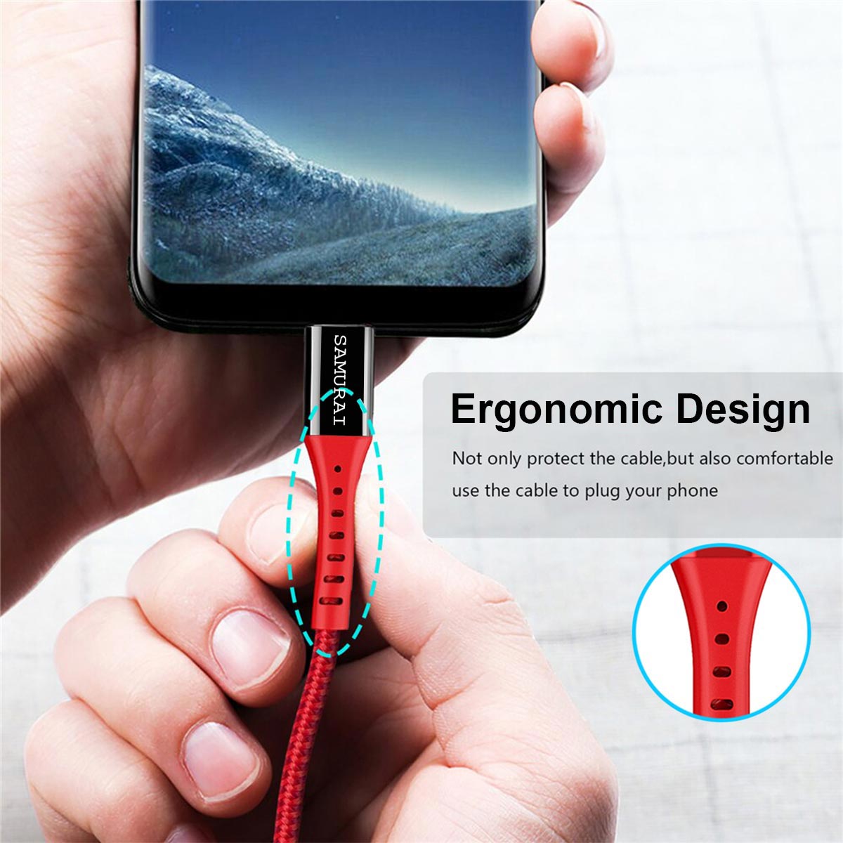 کابل تبدیل USB به USB-C سامورایی مدل Ocelot طول 1 متر