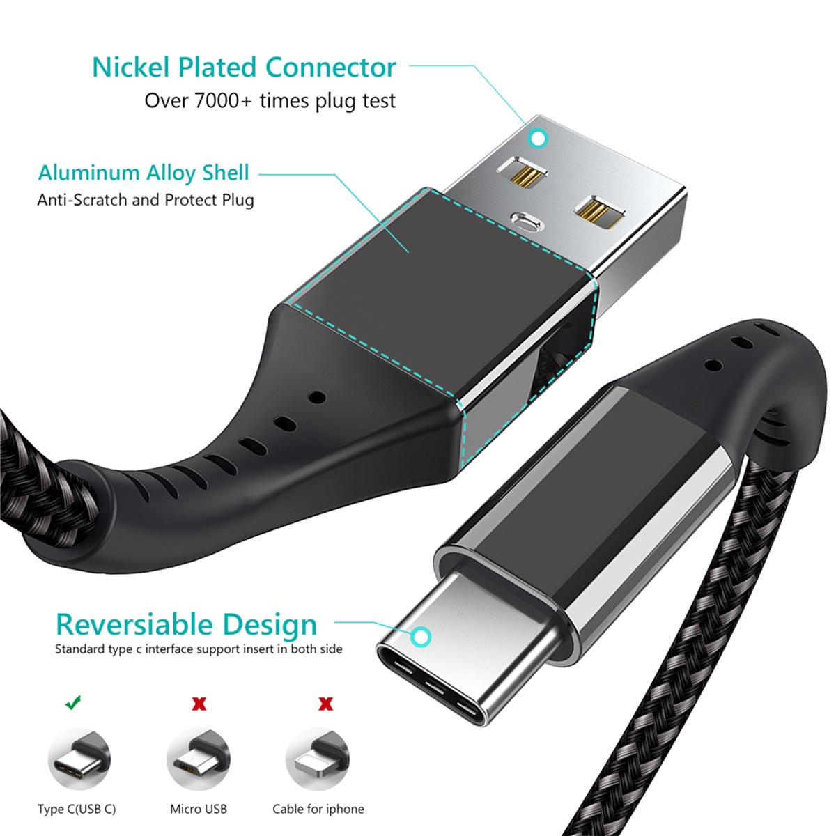 کابل تبدیل USB به USB-C سامورایی مدل Ocelot طول 1 متر