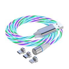 کابل تبدیل مغناطیسی USB به MicroUSB / USB-C / لایتنینگ مدل 1×3 LED طول 1 متر