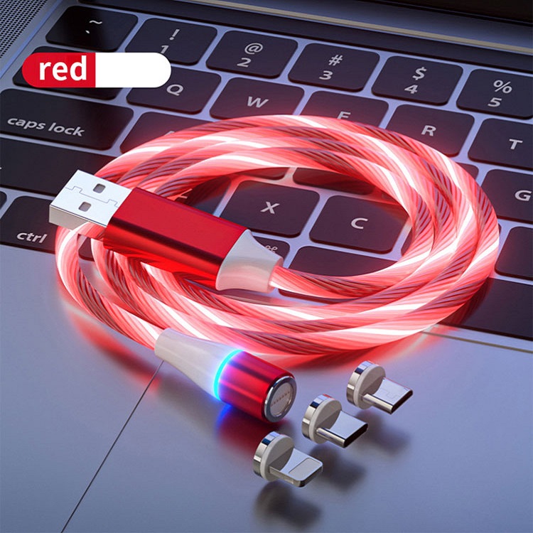 کابل تبدیل مغناطیسی USB به MicroUSB / USB-C / لایتنینگ مدل 1x3 LED طول 1 متر