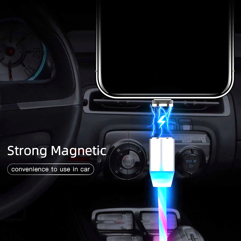 کابل تبدیل مغناطیسی USB به MicroUSB / USB-C / لایتنینگ مدل RGB 1x3 طول 1 متر