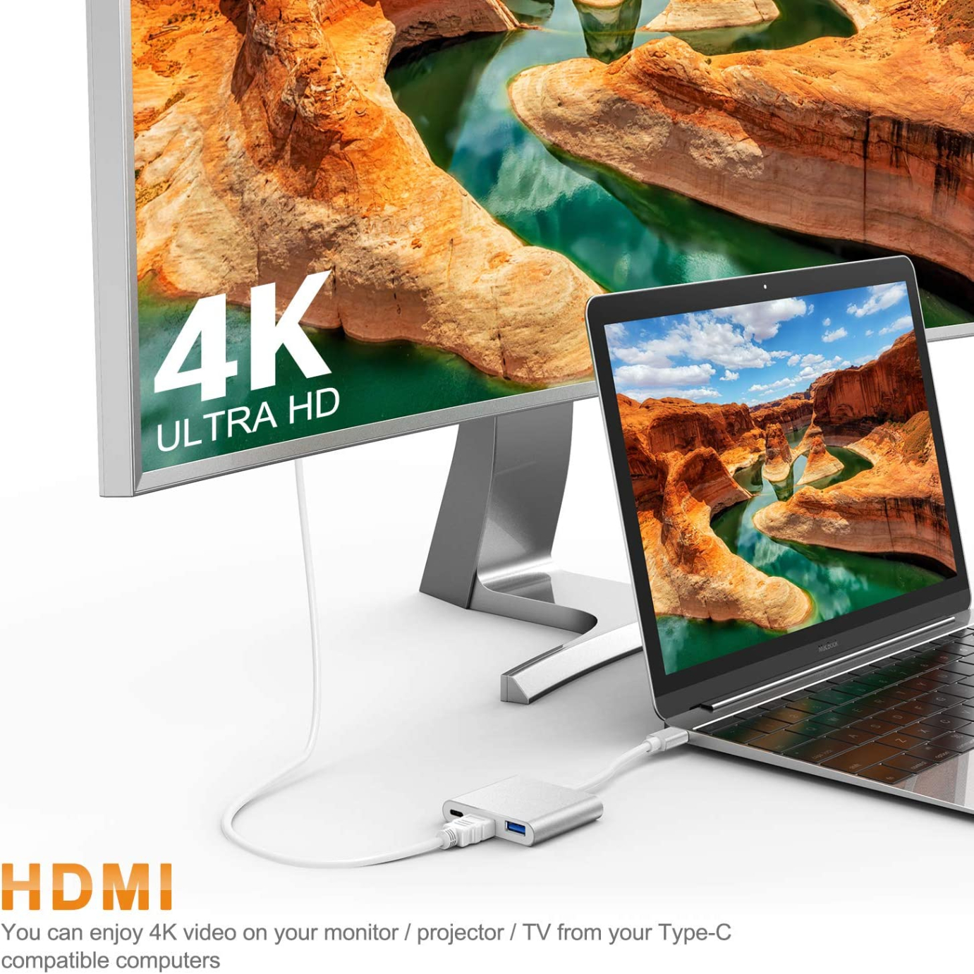 مبدل USB-C به USB-C / USB 3.0 / HDMI 4K  مدل Adapter 3 in1