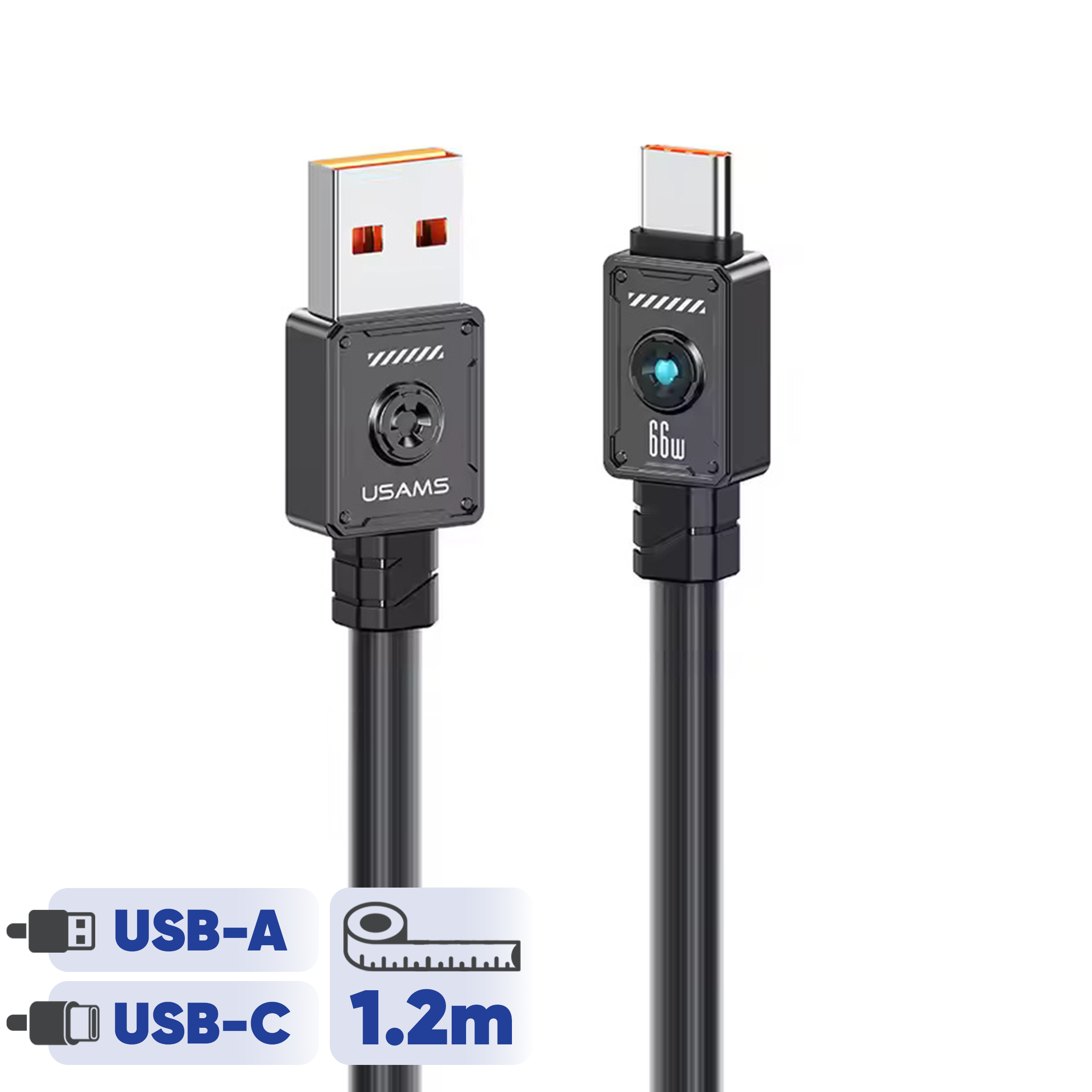 کابل تبدیل USB به USB-C یوسمز مدل US-SJ686-66W طول 1.2 متر