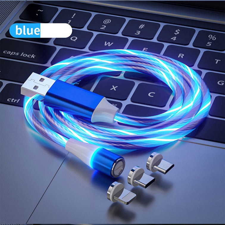 کابل تبدیل مغناطیسی USB به MicroUSB / USB-C / لایتنینگ مدل 1x3 LED طول 1 متر