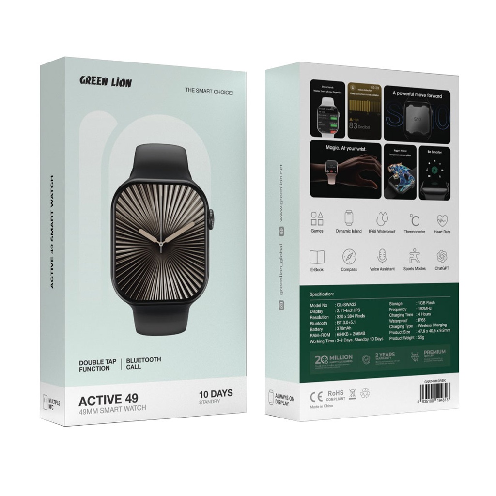 ساعت هوشمند 44 میلی متری گرین لاین مدل MOR ACTIVE 49 بند سیلیکون