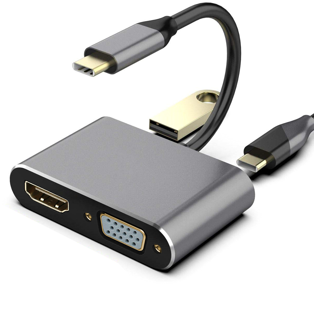 مبدل USB-C به HDMI / VGA / USB 3.0 / USB-C مدل HK-1CT4P