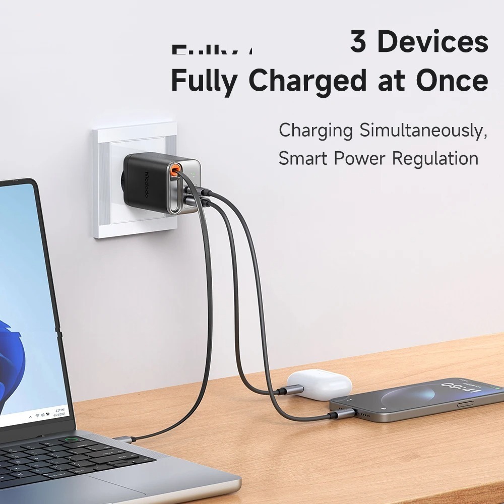 شارژر دیواری 67 وات مک دودو مدل CH-4100 به همراه کابل متصل به بدنه USB-C