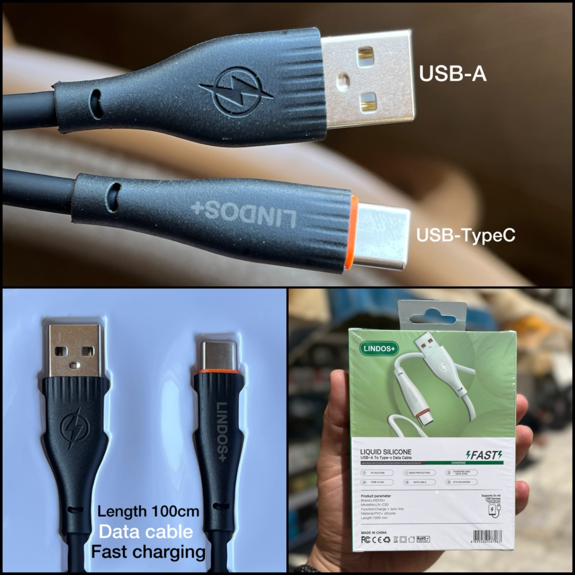 کابل تبدیل USB به USB-C لیندوس پلاس مدل Galaxy A13 طول 1 متر