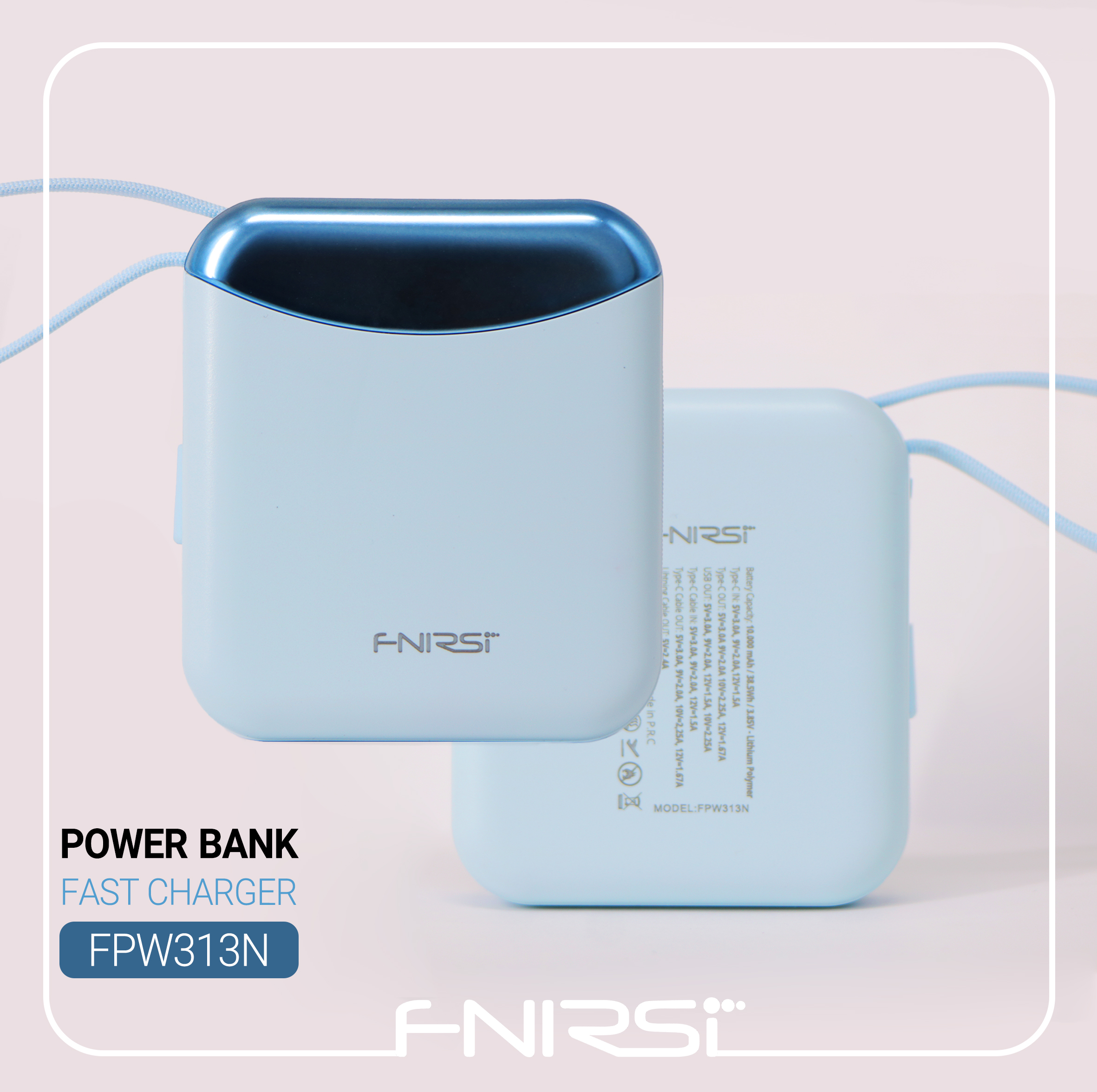 پاوربانک 22.5 وات فنیرسی مدل FPW313N ظرفیت 10000 میلیآمپرساعت
