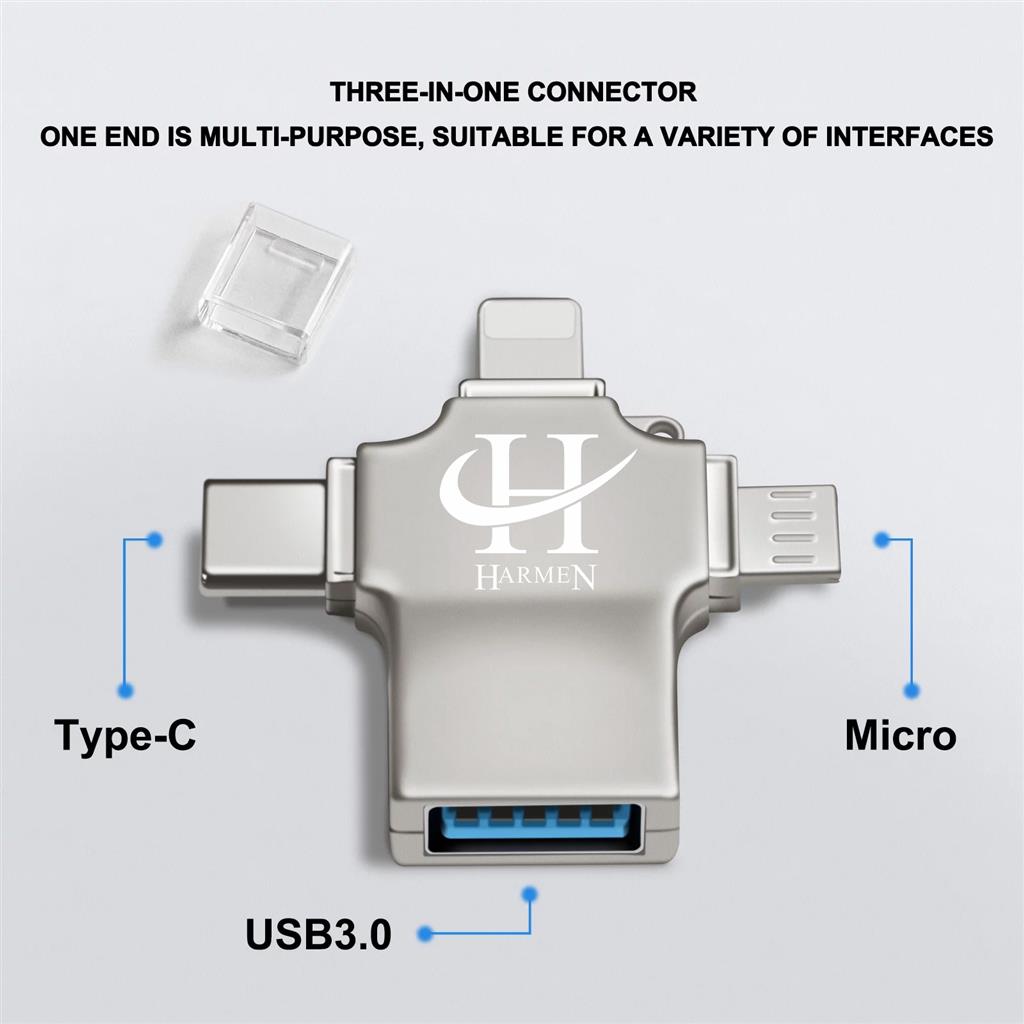 مبدل USB 3.0 OTG به USB-C/ MICROUSB/ لایتنینگ هارمن مدل HR-OTG700