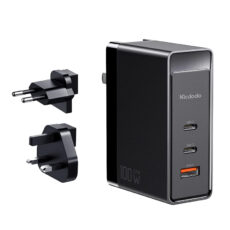 شارژر دیواری 100 وات مک دودو مدل GaN 100W 3-Port بهمراه تبدیل برق