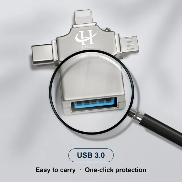 مبدل USB 3.0 OTG به USB-C/ MICROUSB/ لایتنینگ هارمن مدل HR-OTG700