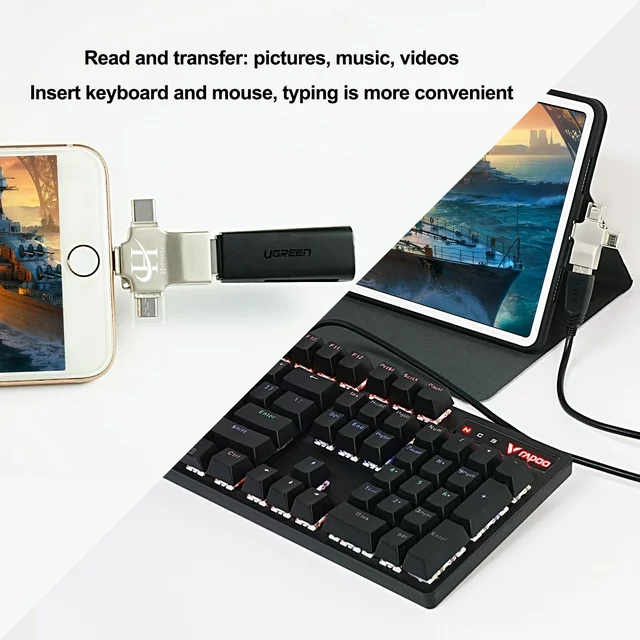 مبدل USB 3.0 OTG به USB-C/ MICROUSB/ لایتنینگ هارمن مدل HR-OTG700