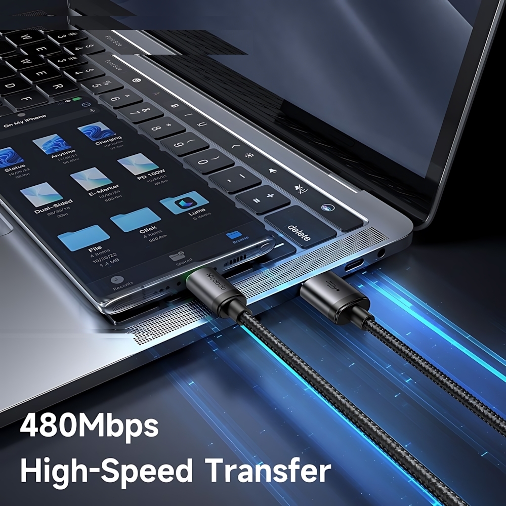 کابل تبدیل USB به USB-C مک دودو مدل MCCA396 LED Version طول 1 متر