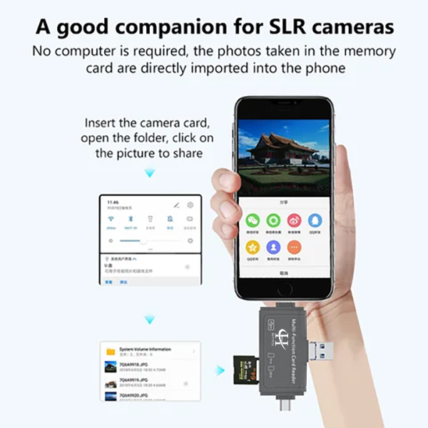 مبدل USB 3.0 OTG به USB-C/ MICROUSB/ لایتنینگ هارمن مدل CARDREADER PRO